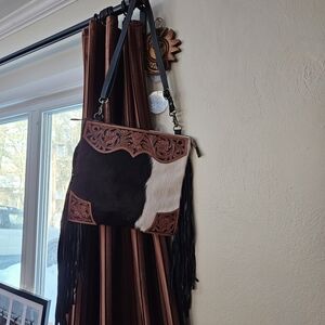 Myra Bag Black and White Leather Shoulder Bag